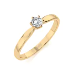 0,10 Karat Diamant Verlobungsring mit 1 Diamanten, Gelbgold 585 / 14K, Weite 62 mm, Gewicht ca. 1.6 g.