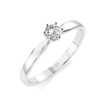 0,10 Karat Diamant Verlobungsring mit 1 Diamanten, Weißgold 585 / 14K, Weite 47 mm, Gewicht ca. 1.6 g.