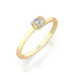 0,10 Karat Diamant Verlobungsring mit 1 Diamanten, Gelbgold 585 / 14K, Weite 66 mm, Gewicht ca. 1.3 g.