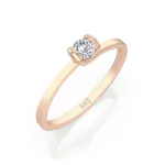 0,10 Karat Diamant Verlobungsring mit 1 Diamanten, Rotgold 585 / 14K, Weite 49 mm, Gewicht ca. 1.3 g.