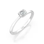 0,10 Karat Diamant Verlobungsring mit 1 Diamanten, Weißgold 585 / 14K, Weite 66 mm, Gewicht ca. 1.3 g.