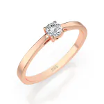 0,20 Karat Diamant Verlobungsring mit 1 Diamanten, Rotgold 585 / 14K, Weite 49 mm, Gewicht ca. 1.5 g.