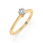 0,15 Karat Diamant Verlobungsring mit 1 Diamanten, Gelbgold 585 / 14K, Weite 49 mm, Gewicht ca. 1.5 g.