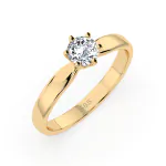 0,30 Karat Diamant Verlobungsring mit 1 Diamanten, Gelbgold 585 / 14K, Weite 49 mm, Gewicht ca. 1.8 g.