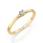 0,10 Karat Diamant Verlobungsring mit 1 Diamanten, Gelbgold 585 / 14K, Weite 71 mm, Gewicht ca. 1.2 g.