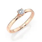 0,1 Karat Diamant Verlobungsring, Rotgold 585 / 14K, Weite 49 mm, Gewicht ca. 1.3 g.