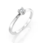 0,10 Karat Diamant Verlobungsring, Weißgold 585 / 14K, Weite 70 mm, Gewicht ca. 1.3 g.