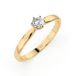 0,20 Karat Diamant Verlobungsring mit 1 Diamanten, Gelbgold 585 / 14K, Weite 61 mm, Gewicht ca. 2.1 g.