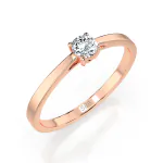 0,15 Karat Diamant Verlobungsring, Rotgold 585 / 14K, Weite 49 mm, Gewicht ca. 1.4 g.