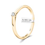 0,05 Karat Diamant Verlobungsring, Gelbgold 585 / 14K, Weite 54 mm, Gewicht ca. 1.9 g.