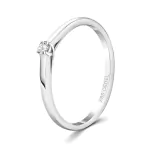 0,05 Karat Diamant Verlobungsring, Weißgold 585 / 14K, Weite 56 mm, Gewicht ca. 1.9 g.