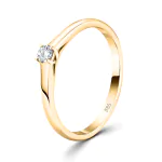 0,10 Karat Diamant Verlobungsring, Gelbgold 585 / 14K, Breite 2 mm, Weite 51 mm, Gewicht ca. 2.2 g.