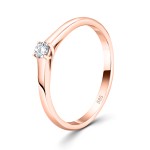 0,10 Karat Diamant Verlobungsring, Rotgold 750 / 18K, Breite 2 mm, Weite 55 mm, Gewicht ca. 1.97 g.