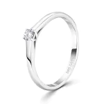 0,10 Karat Diamant Verlobungsring, Weißgold 585 / 14K, Breite 2 mm, Weite 58 mm, Gewicht ca. 2.2 g.