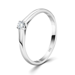 0,10 Karat Diamant Verlobungsring, Weißgold 585 / 14K, Breite 2 mm, Weite 58 mm, Gewicht ca. 2.2 g.