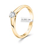 0,20 Karat Diamant Verlobungsring, Gelbgold 585 / 14K, Breite 2,3 mm, Weite 56 mm, Gewicht ca. 2.5 g.