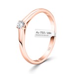 0,10 Karat Diamant Verlobungsring, Rotgold 750 / 18K, Breite 2 mm, Weite 54 mm, Gewicht ca. 1.97 g.