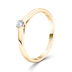 0,10 Karat Diamant Verlobungsring, Gelbgold 750 / 18K, Breite 2 mm, Weite 51 mm, Gewicht ca. 2.03 g.