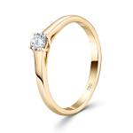 0,20 Karat Diamant Verlobungsring, Gelbgold 750 / 18K, Breite 2,3 mm, Weite 49 mm, Gewicht ca. 2.46 g.
