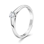 0,20 Karat Diamant Verlobungsring, Weißgold 750 / 18K, Weite 49 mm, Gewicht ca. 2.39 g.