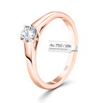 0,30 Karat Diamant Verlobungsring mit GIA Zertifikat, Rotgold 750 / 18K, Breite 1,7 mm,Weite 51 mm, Gewicht ca. 2.84 g.