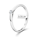 0,05 Karat Diamant Verlobungsring, Weißgold 750 / 18K, Weite 51 mm, Gewicht ca. 1.48 g.