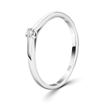 0,05 Karat Diamant Verlobungsring, Weißgold 750 / 18K, Weite 51 mm, Gewicht ca. 1.48 g.