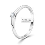 0,10 Karat Diamant Verlobungsring, Weißgold 750 / 18K, Breite 2 mm, Weite 58 mm, Gewicht ca. 1.97 g.