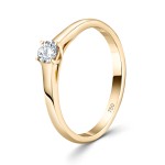 0,20 Karat Diamant Verlobungsring, Gelbgold 750 / 18K, Breite 2,3 mm, Weite 56 mm, Gewicht ca. 2.46 g.
