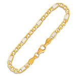 Armband als Fantasiekette Bicolor in Gelbgold / Weißgold 333 / 8K, 18 cm lang, 3.5 mm breit, Gewicht ca. 1.7 g