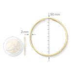 Ohrringe, Creolen, Gelbgold 585 / 14K, Außendurchmesser 50 mm, Breite 2 mm, Gewicht ca. 2.1 g