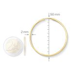 EDELIND Ohrringe, Creolen, Gelbgold 333 / 8K, Außendurchmesser 50 mm, Breite 2 mm, Gewicht ca. 1.7 g