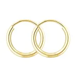 Ohrringe, Creolen, Gelbgold 585 / 14K, Außendurchmesser 13 mm, Breite 2 mm, Gewicht ca. 0.5 g