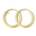 Ohrringe, Creolen, Gelbgold 585 / 14K, Außendurchmesser 15 mm, Breite 2 mm, Gewicht ca. 0.5 g