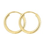 Ohrringe, Creolen, Gelbgold 585 / 14K, Außendurchmesser 15 mm, Breite 2 mm, Gewicht ca. 0.6 g