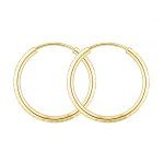 Ohrringe, Creolen, Gelbgold 585 / 14K, Außendurchmesser 30 mm, Breite 2 mm, Gewicht ca. 1.1 g