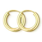 Ohrringe, Creolen, Gelbgold 585 / 14K, Außendurchmesser 15 mm, Breite 2.5 mm, Gewicht ca. 0.8 g
