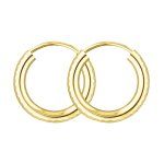 Ohrringe, Creolen, Gelbgold 585 / 14K, Außendurchmesser 15 mm, Breite 2.5 mm, Gewicht ca. 0.8 g