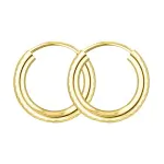Ohrringe, Creolen, Gelbgold 585 / 14K, Außendurchmesser 15 mm, Breite 2.5 mm, Gewicht ca. 0.8 g