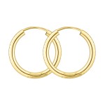 Ohrringe, Creolen, Gelbgold 585 / 14K, Außendurchmesser 20 mm, Breite 2.5 mm, Gewicht ca. 1.1 g