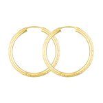 Ohrringe, Creolen, Gelbgold 585 / 14K, Außendurchmesser 30 mm, Breite 2.5 mm, Gewicht ca. 1.7 g