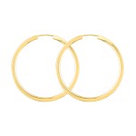 Ohrringe, Creolen, Gelbgold 585 / 14K, Außendurchmesser 38 mm, Breite 2.5 mm, Gewicht ca. 3.5 g