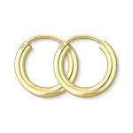 Ohrringe, Creolen, Gelbgold 750 / 18K, Außendurchmesser 15 mm, Breite 2.5 mm, Gewicht ca. 1 g