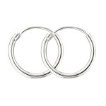 Ohrringe, Creolen, Weißgold 750 / 18K, Außendurchmesser 13 mm, Breite 1.3 mm, Gewicht ca. 0.4 g