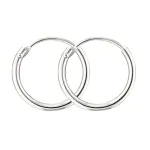 Ohrringe, Creolen, Weißgold 750 / 18K, Außendurchmesser 13 mm, Breite 1.3 mm, Gewicht ca. 0.4 g