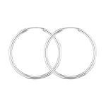 Ohrringe, Creolen, Weißgold 585 / 14K, Außendurchmesser 30 mm, Breite 2 mm, Gewicht ca. 1.1 g