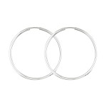 Ohrringe, Creolen, Weißgold 585 / 14K, Außendurchmesser 40 mm, Breite 2 mm, Gewicht ca. 1.7 g