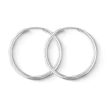 Ohrringe, Creolen, Weißgold 585 / 14K, Außendurchmesser 20 mm, Breite 2 mm, Gewicht ca. 0.7 g