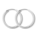 Ohrringe, Creolen, Weißgold 585 / 14K, Außendurchmesser 20 mm, Breite 2 mm, Gewicht ca. 0.7 g