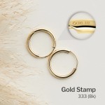 Ohrringe, Creolen, Gelbgold 333 / 8K, Außendurchmesser 15 mm, Breite 1.3 mm, Gewicht ca. 0.3 g